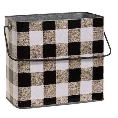 2/Set, Black & White Buffalo Check Canisters w/Handles - The Fox Decor