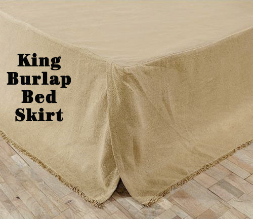 Burlap Fringed King Bed Skirt