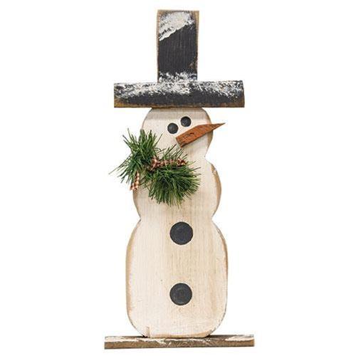 Snowman On Base w/Pine Sprig, 18" - The Fox Decor