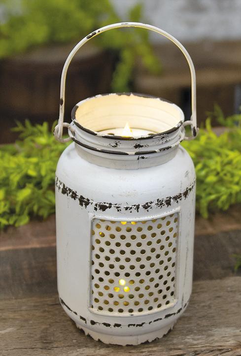 Cream Distressed LED Mason Jar Light - The Fox Decor