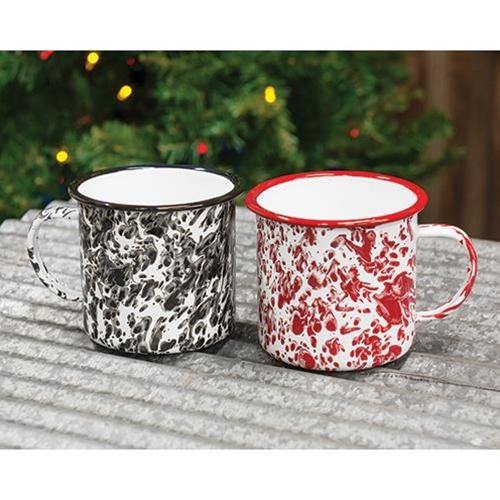 Red Splatter Enamel Soup Mug - The Fox Decor