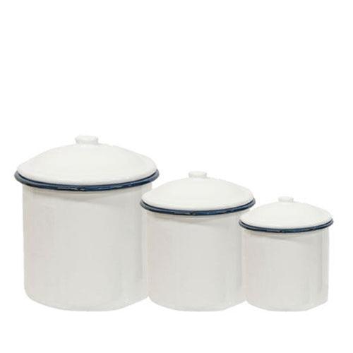 3/Set, Blue Rim Enamel Canisters - The Fox Decor