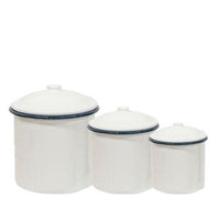 Thumbnail for 3/Set, Blue Rim Enamel Canisters - The Fox Decor