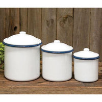 Thumbnail for 3/Set, Blue Rim Enamel Canisters - The Fox Decor