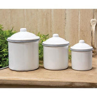 Thumbnail for 3/Set, Gray Rim Enamelware Canisters