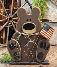 Thumbnail for Wooden Americana Teddy on Base