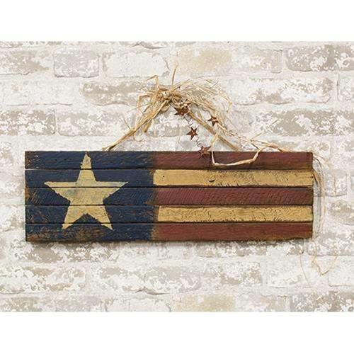 Lath Hanging Flag With Rusty Stars, 23.5"
