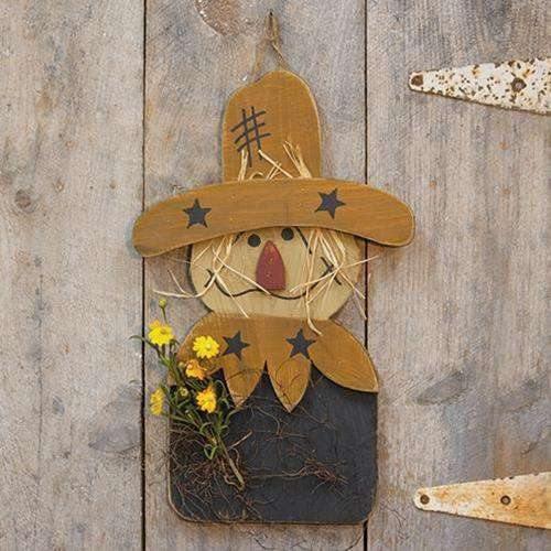 Wood Scarecrow w/Fall Florals, 2 Ft. - The Fox Decor