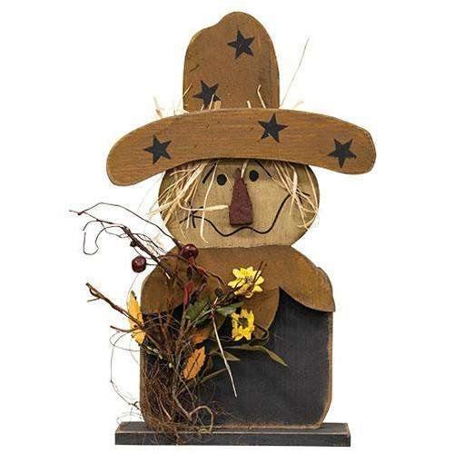 Wood Scarecrow w/Fall Florals, 2 Ft. - The Fox Decor