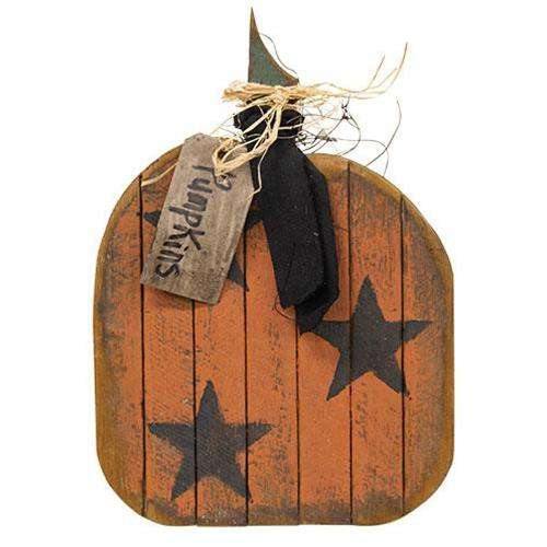 Lath Pumpkin With "Pumpkins" Tag - The Fox Decor