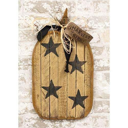 Lath Pumpkin With "Harvest Thyme" Tag - The Fox Decor