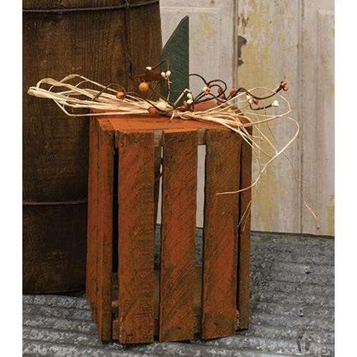 Orange Vertical Pumpkin Crate Lantern, 13.5" - The Fox Decor