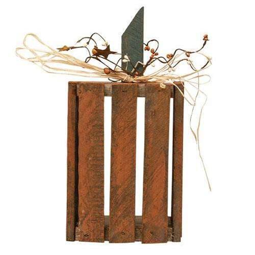 Orange Vertical Pumpkin Crate Lantern, 13.5" - The Fox Decor