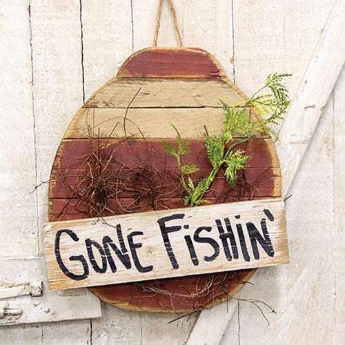 Gone Fishin Wooden Bobber Sign - The Fox Decor