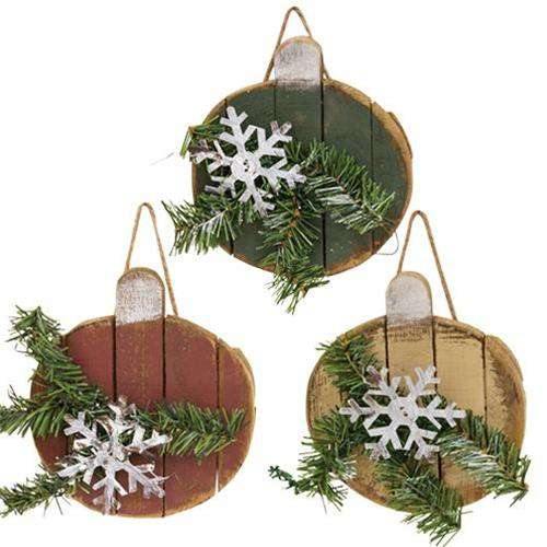 Lath Christmas Ball Ornament, 3 Asstd. - The Fox Decor