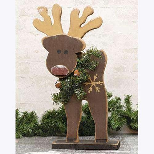 Wooden Reindeer on Base, 22" - The Fox Decor