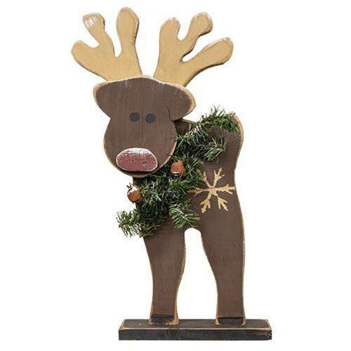 Wooden Reindeer on Base, 22" - The Fox Decor