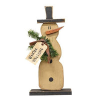 Thumbnail for Wooden Snowman on Base w/Winter Welcome Tag - The Fox Decor