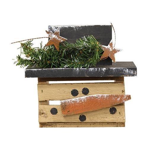 Horizontal Lath Snowman Crate Lantern - The Fox Decor