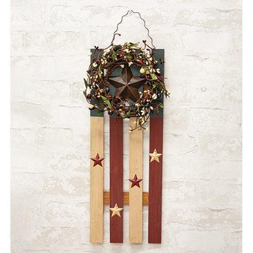 Hanging Wood Slat Americana Flag, 2/Set