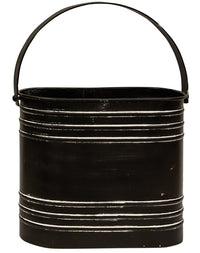 Thumbnail for Black Distressed Metal Oval Flower Bucket With Handle