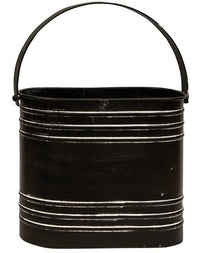 Thumbnail for Black Distressed Metal Oval Flower Bucket With Handle - The Fox Decor
