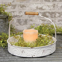 Thumbnail for Shabby Chic Ornate Metal Tray With Handle