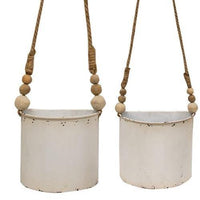 Thumbnail for 2/Set, Shabby Chic Half Round Planters With Jute Hangers - The Fox Decor