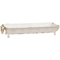 Thumbnail for Shabby Chic Ornate Metal Tray w/Bead Handles - The Fox Decor