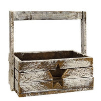 Thumbnail for Distressed White Lath Tote w/Star Cutout