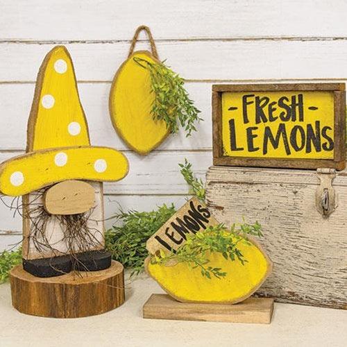 Hanging Distressed Wood Lemon - The Fox Decor