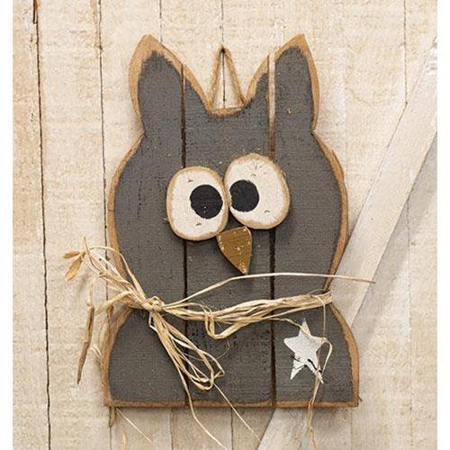 Rustic Wooden Hanging Owl w/Star