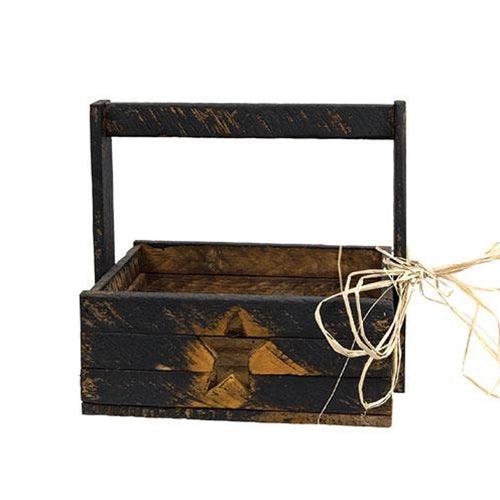 Rustic Lath Tote w/Star Cutout, Black