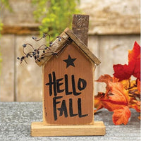 Thumbnail for Hello Fall Rustic Wood House on Base, Orange