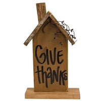 Thumbnail for Give Thanks Rustic Wood House on Base, Mustard
