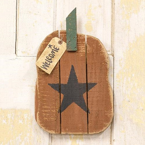 Rustic Hanging Pallet "Welcome" Pumpkin - The Fox Decor