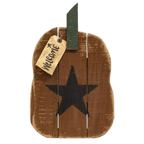 Rustic Hanging Pallet "Welcome" Pumpkin