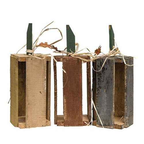 Rustic Wood Vertical Pumpkin Crate, 18", 3 Asstd. designs sold individually - The Fox Decor