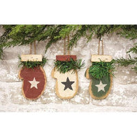 Rustic Wood Mitten Ornament, 3/Set - The Fox Decor