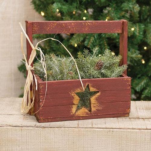 Distressed Wood Christmas Colors Star Cutout Tote, 2 Asstd. Sold Individually