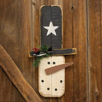 Thumbnail for Rustic Wood Hanging Thin Snowman Head, 24