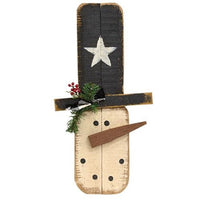 Thumbnail for Rustic Wood Hanging Thin Snowman Head, 24