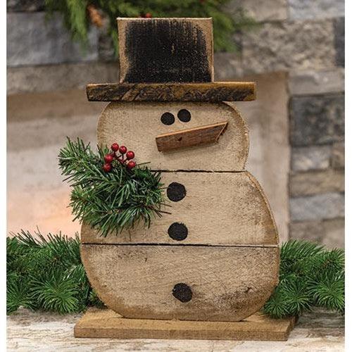 Horizontal Pallet Snowman on Base - The Fox Decor