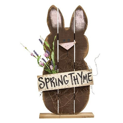 *Rustic Wood "Spring Thyme" Chocolate Bunny on Base
