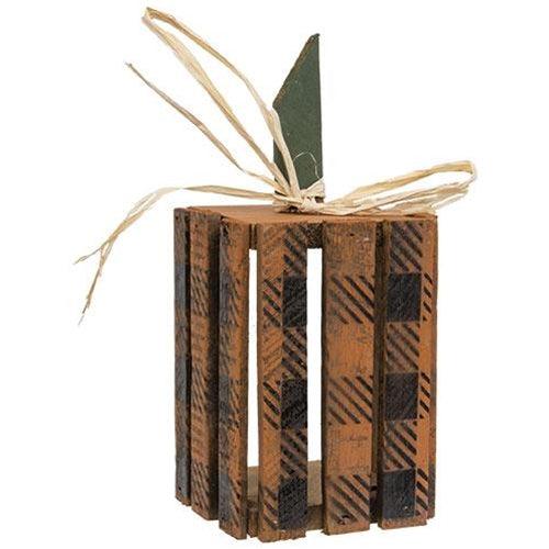 Rustic Wood Buffalo Check Pumpkin Crate, 2/Set - The Fox Decor