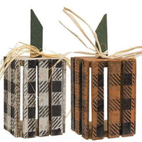 Thumbnail for Rustic Wood Buffalo Check Pumpkin Crate, 2/Set - The Fox Decor