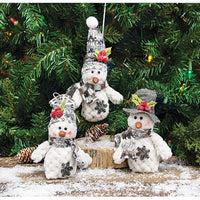 Thumbnail for Plush Snowman Ornament, 3 assorted styles sold individually (not as a set)
