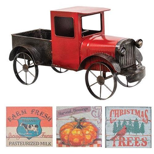 Red & Black Metal Truck w/Seasonal Magnets - The Fox Decor
