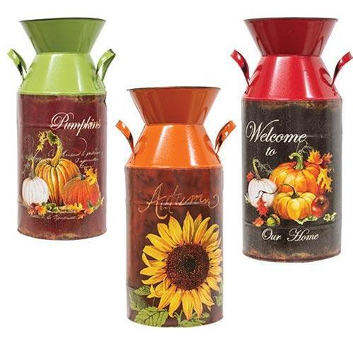 Harvest Art Metal Milk Can, 3 Asstd. Sold Individually - The Fox Decor