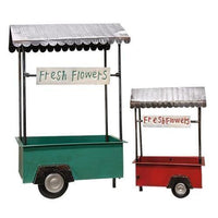 2/Set, Antiqued Metal Flower Carts - The Fox Decor